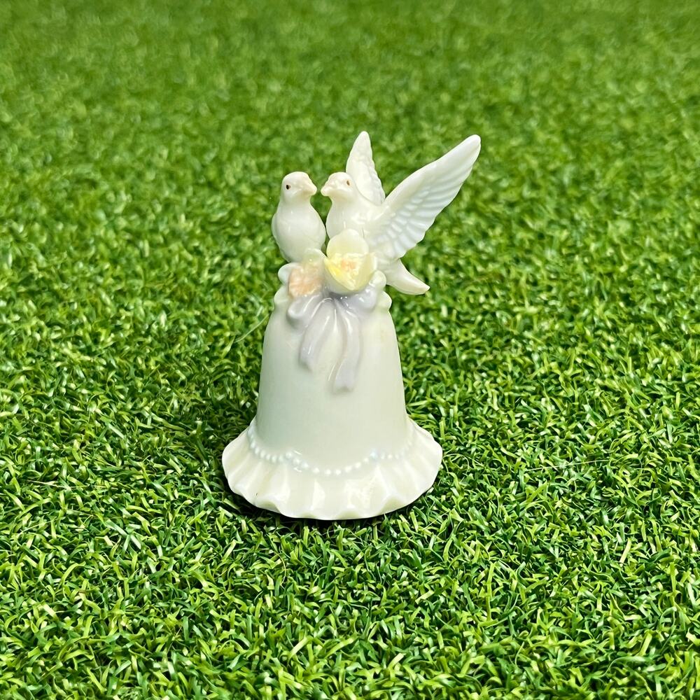 Vintage Ganz White Bisque Porcelain Bell with Dove